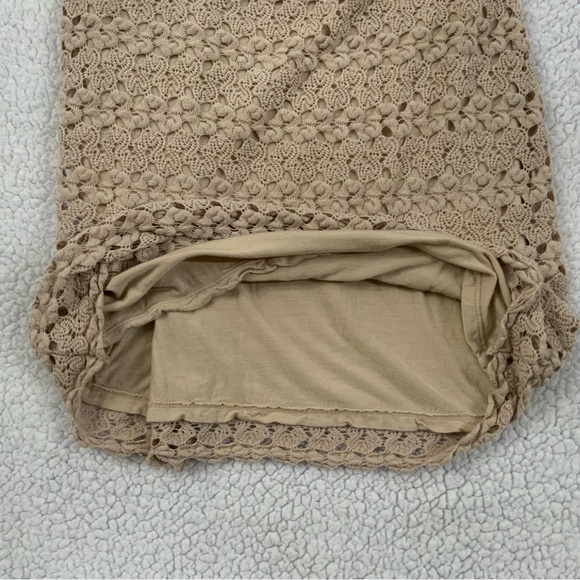 Free People Womens XS Dress Crochet Dress Lace Boho Blouson Beige Lined Cami - Picture 9 of 14